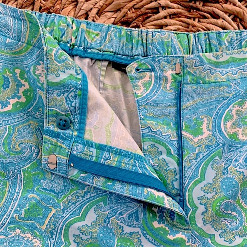 Talbots Green Paisley Cropped Pants - Picture 5 of 9